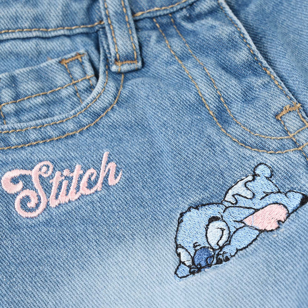 Infant Girls Denim rigid SHORT STITCH-Mid Blue