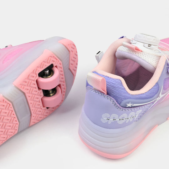 Girls Roller Skate Walking Shoes With Four-wheel & Multi Lights