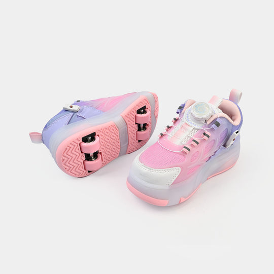 Girls Roller Skate Walking Shoes With Four-wheel & Multi Lights
