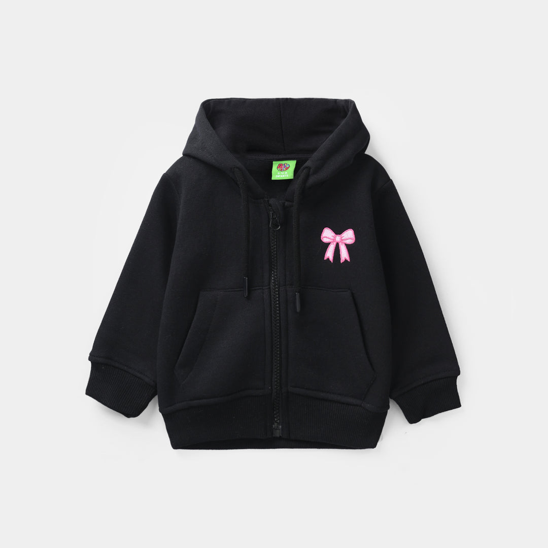 Infant Girls Fleece Jacket (Pink Bow) - Black