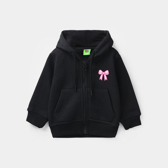 Infant Girls Fleece Jacket (Pink Bow) - Black