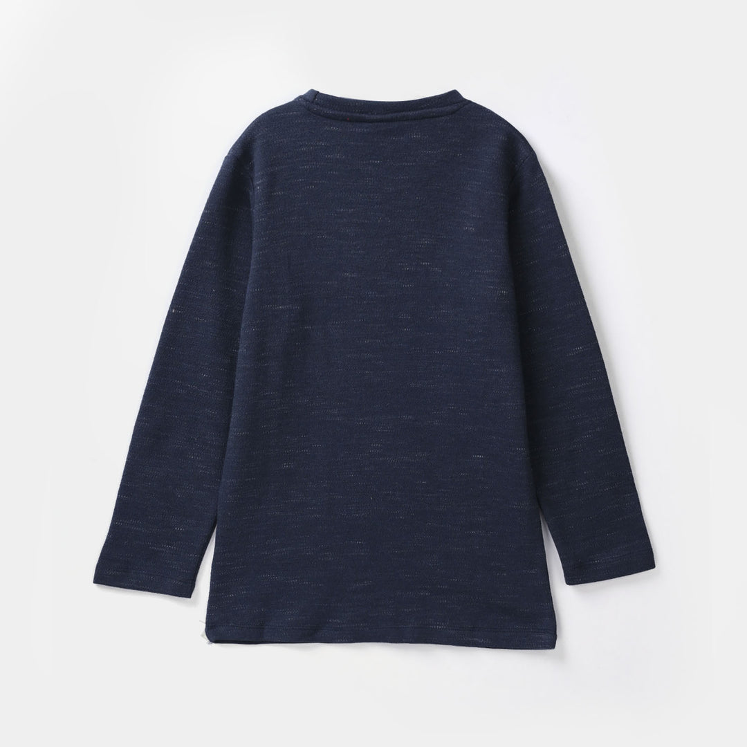 Boys Jacquard T-Shirt-NAVY