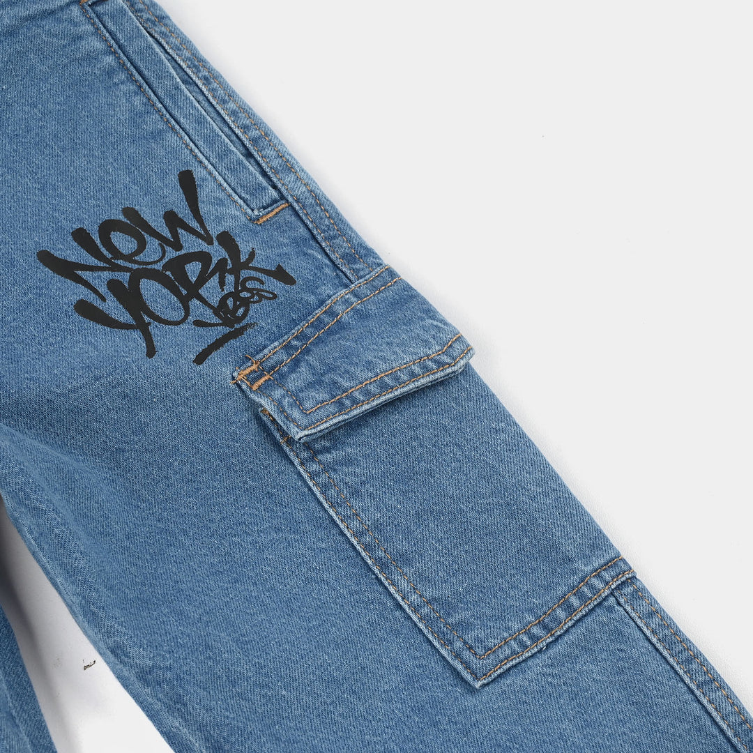 Boys Denim Viscos Pant NEWYORK-Mid Blue