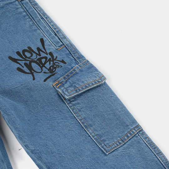 Boys Denim Viscos Pant NEWYORK-Mid Blue
