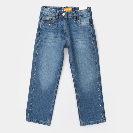 Girls Denim Viscose Pants - Mid Blue