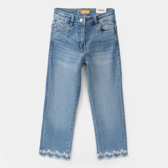 Girls Denim Viscose Pant Tulips – Mid Blue