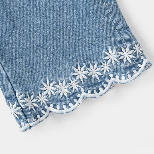 Girls Denim Viscose Pant Tulips – Mid Blue