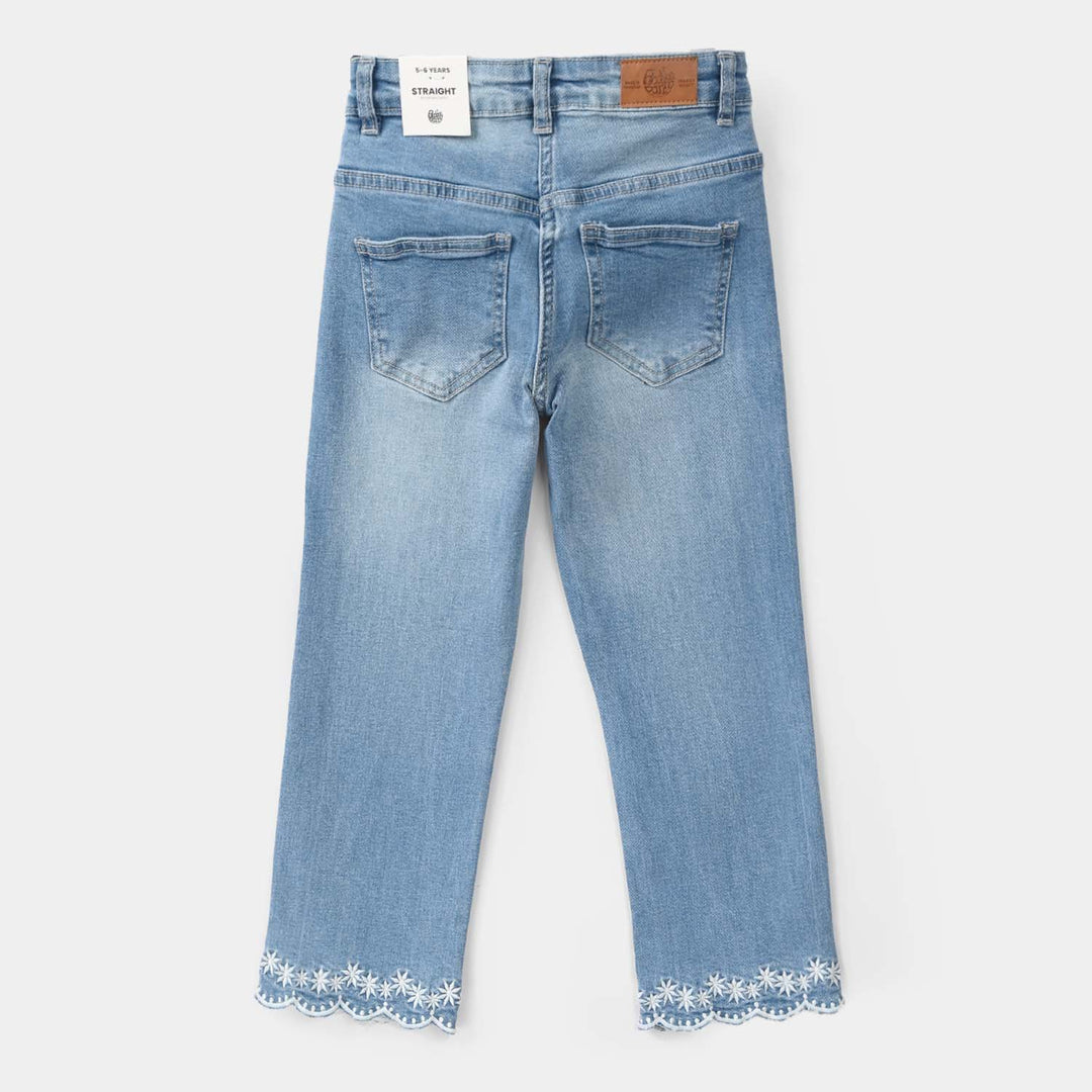 Girls Denim Viscose Pant Tulips – Mid Blue