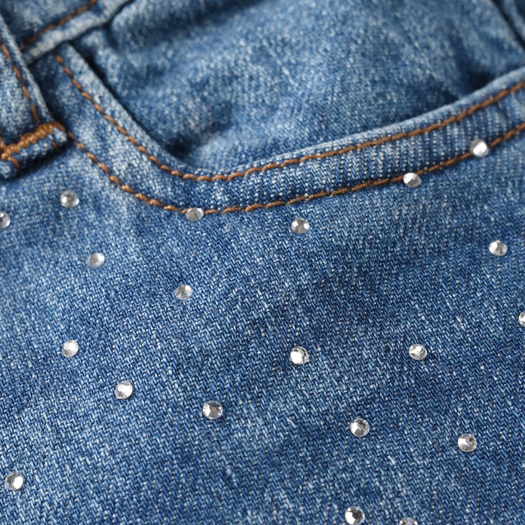 Girls Denim Viscose Pants (Pearl) - Dark Blue