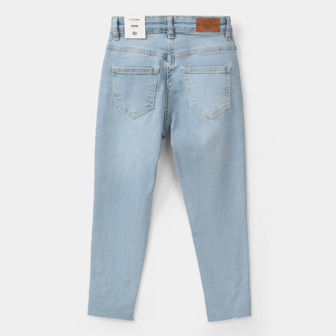 Girls Denim Viscose Pants Raw Pearl - Light Blue