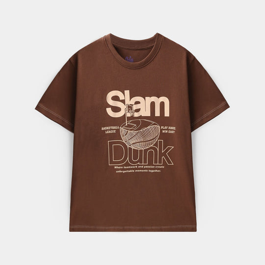 Boys Cotton Jersey Printed T-Shirt - Brown