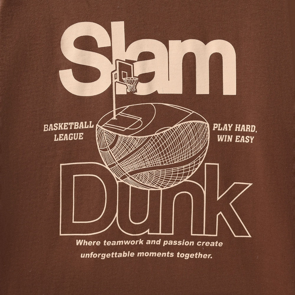 Boys Cotton Jersey Printed T-Shirt - Brown