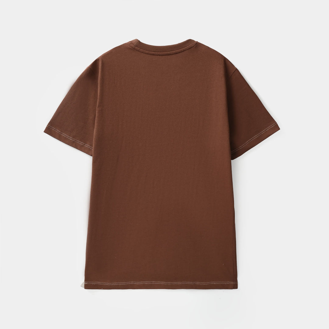 Boys Cotton Jersey Printed T-Shirt - Brown