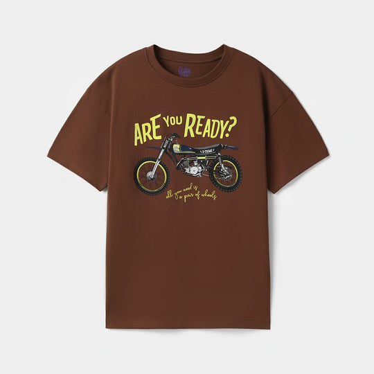Boys Printed Cotton Jersey T-Shirt - Brown
