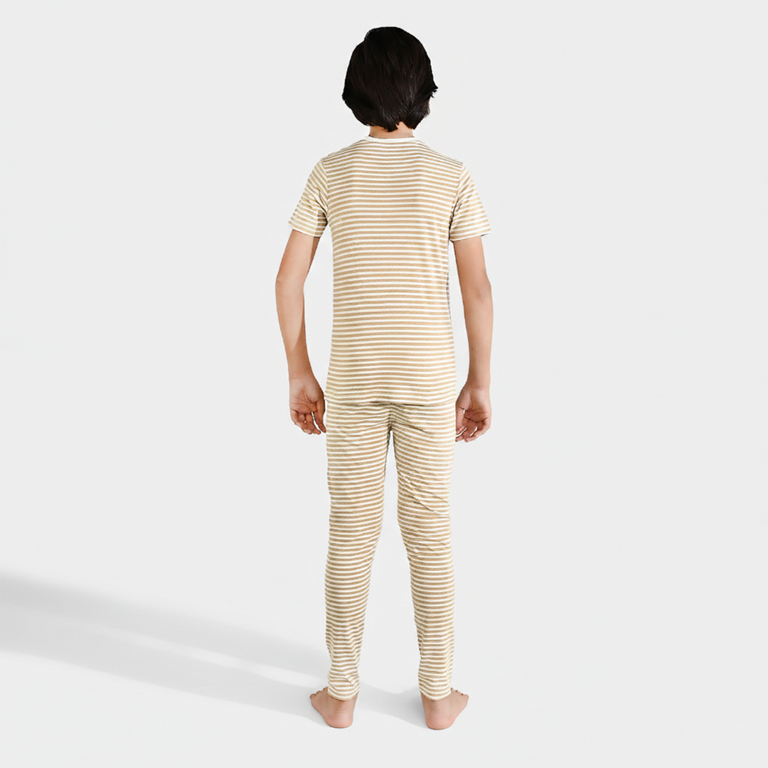 Boys Poly Cotton Jersey Night Suit (Hot Wheels) - Warm Sand