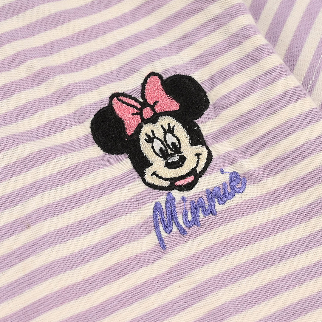 Girls Poly Cotton Jersey Night Suit - Pastel Lilac/White