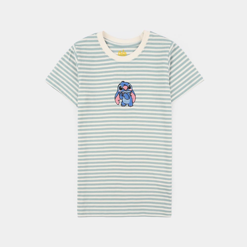 Girls PC Jersey Night Suit STITCH-Blue.Glass