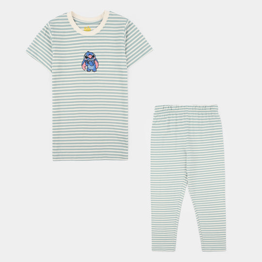 Girls PC Jersey Night Suit STITCH-Blue.Glass