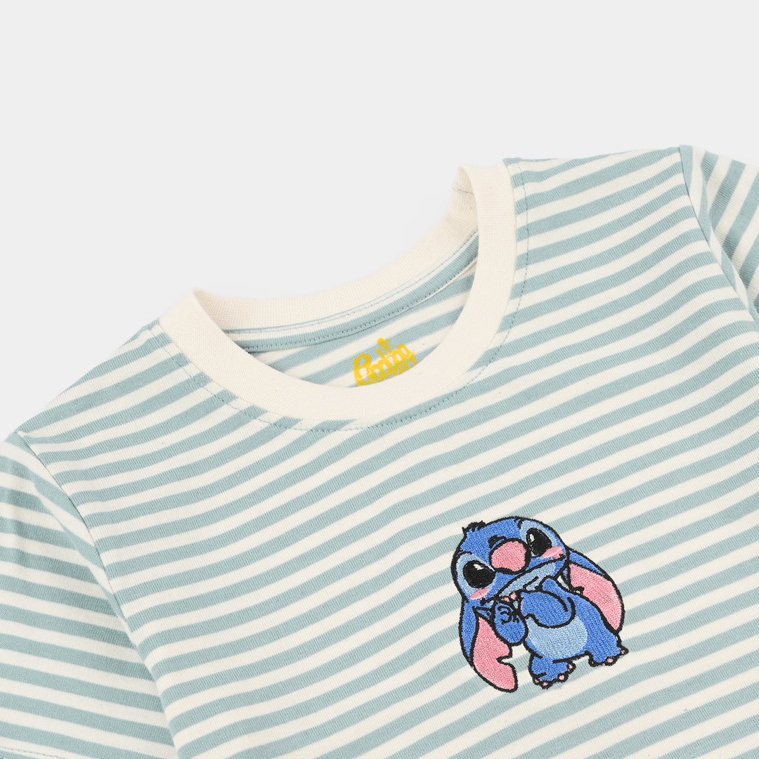 Girls PC Jersey Night Suit STITCH-Blue.Glass