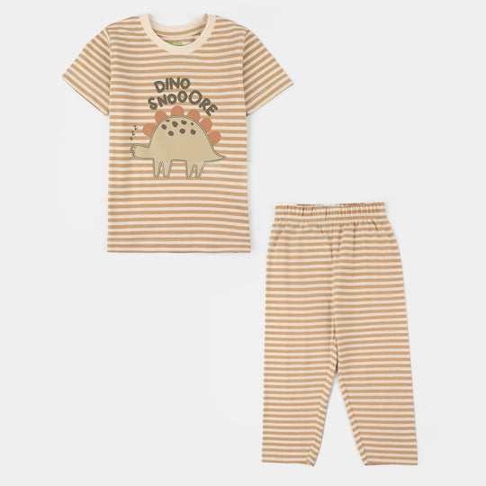 Infant Boys PC Jersey Night Suit DINO-Warm.Sand