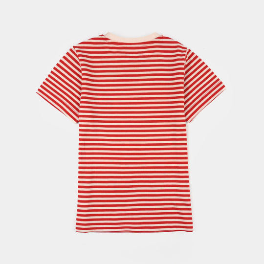 Infant Boys PC Jersey Night Suit - White/Red