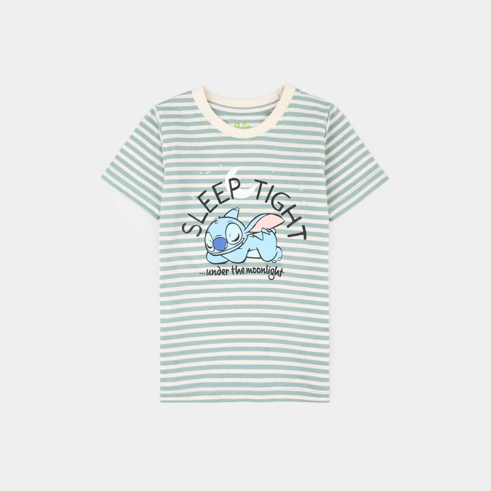 Infant Girls PC Jersey Night Suit SLEEP TIGHT-Blue.Glass