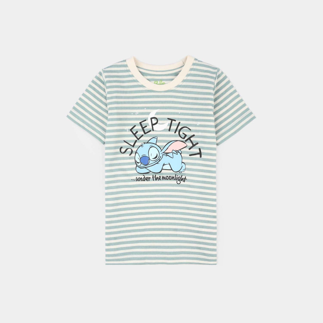 Infant Girls PC Jersey Night Suit SLEEP TIGHT-Blue.Glass