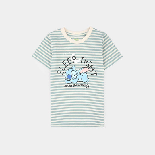 Infant Girls PC Jersey Night Suit SLEEP TIGHT-Blue.Glass