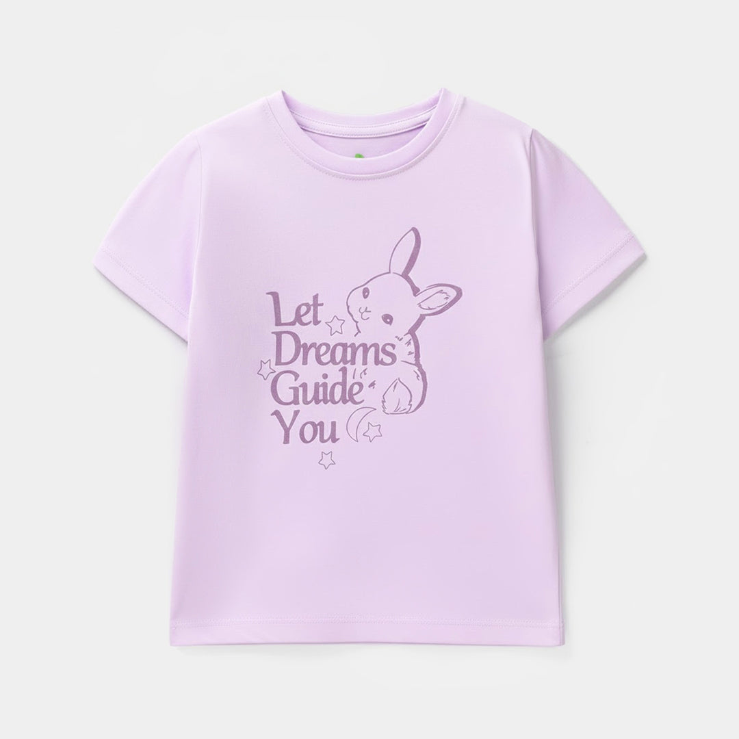 Infant Girls Poly Cotton Jersey Night Suit -Purple