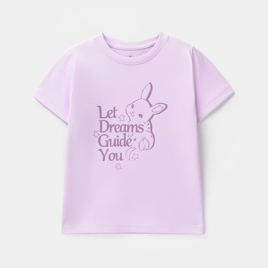 Infant Girls Poly Cotton Jersey Night Suit -Purple