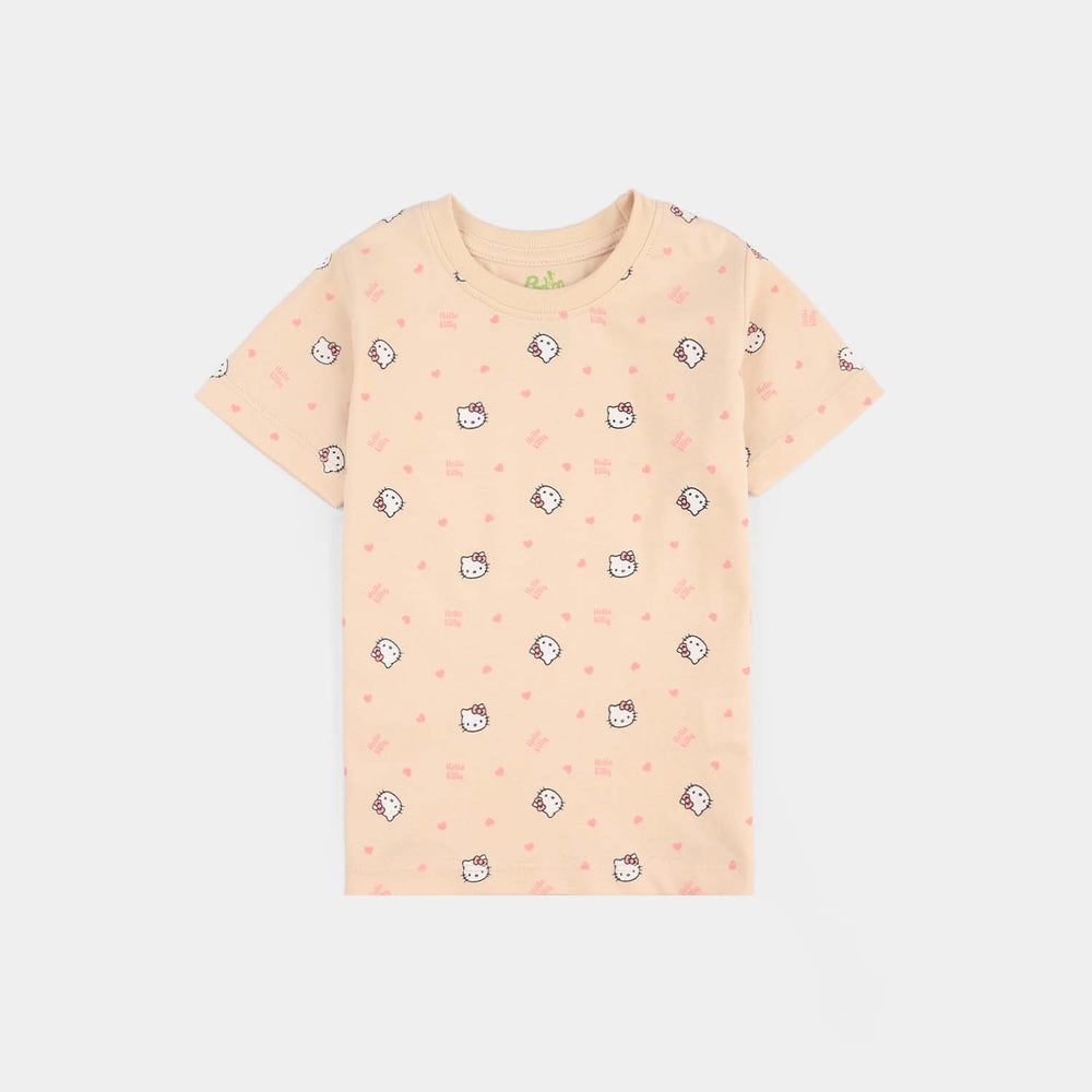 Infant Girls PC Jersey Night Suit (Character) - Sand