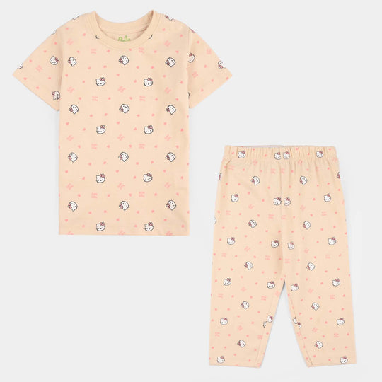 Infant Girls PC Jersey Night Suit (Character) - Sand