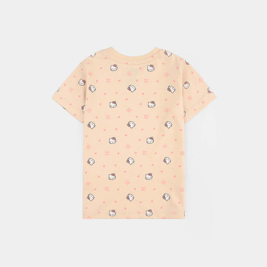 Infant Girls PC Jersey Night Suit (Character) - Sand