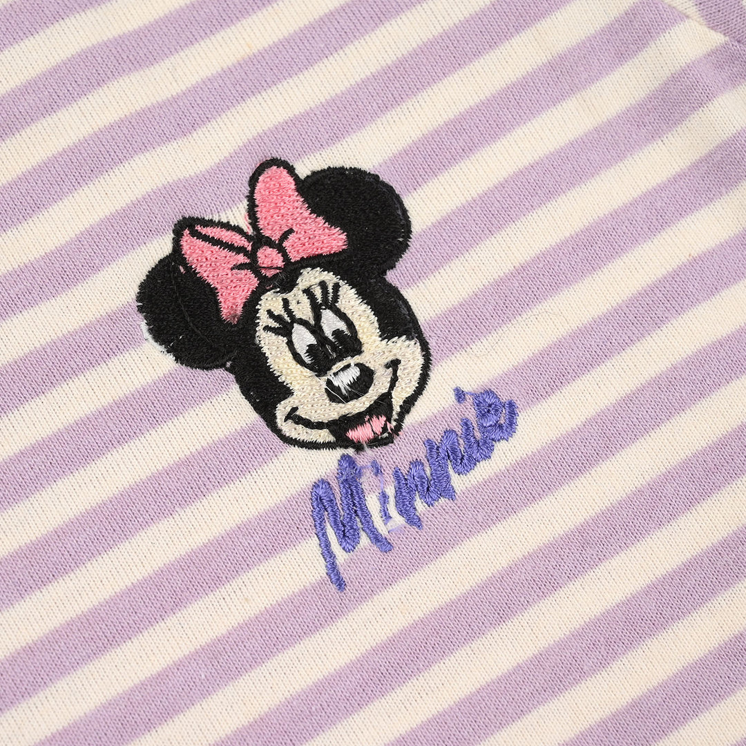 Infant Girls Poly Cotton Jersey Night Suit - Pastel Lilac/White