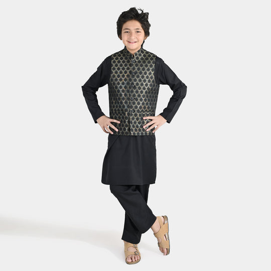 Boys Poly Viscose 3 Piece Suit (Blended) - Black