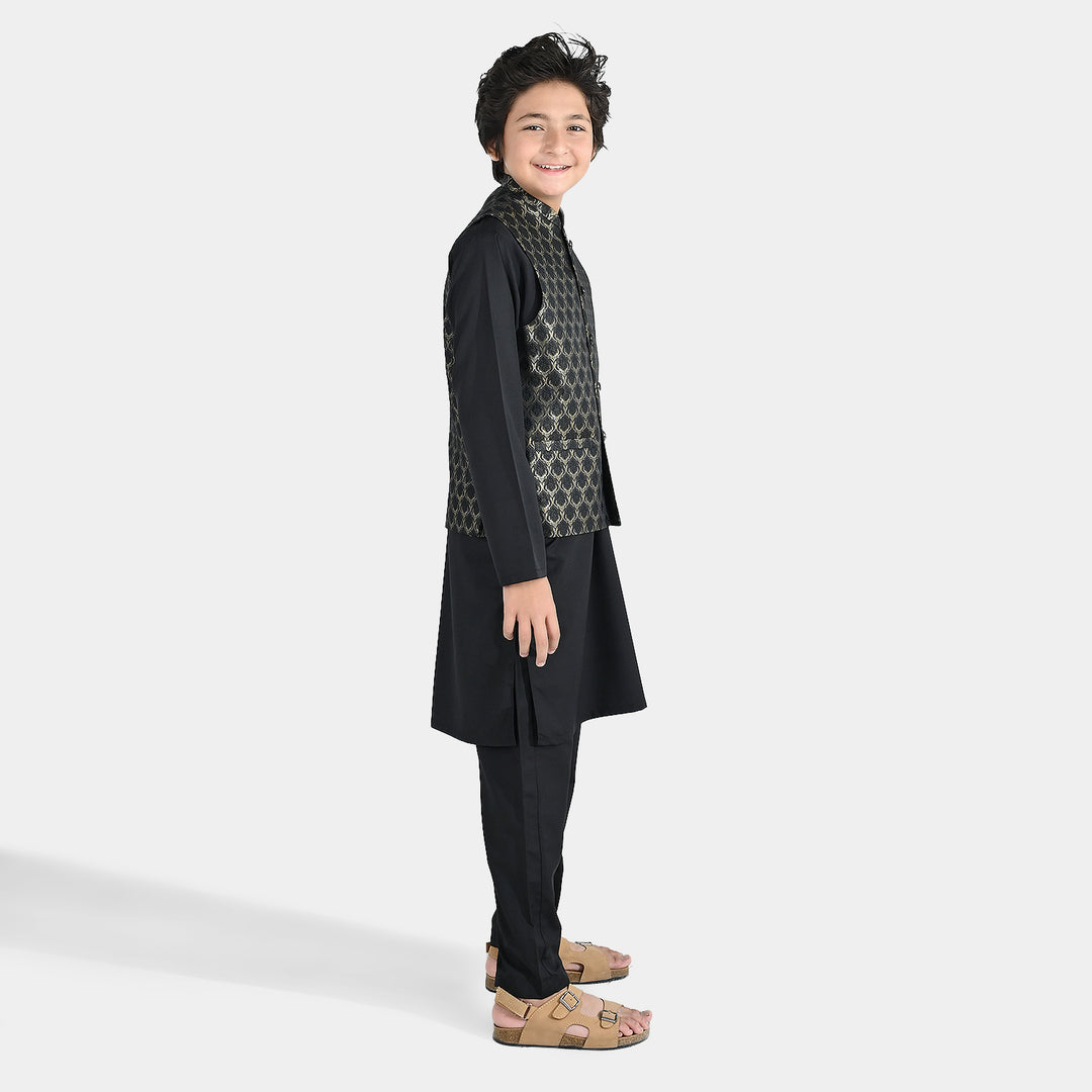 Boys Poly Viscose 3 Piece Suit (Blended) - Black