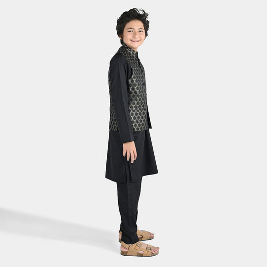 Boys Poly Viscose 3 Piece Suit (Blended) - Black