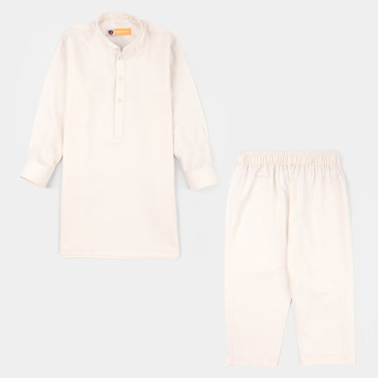 Boys Poly Viscose Kurta Pajama - Off White