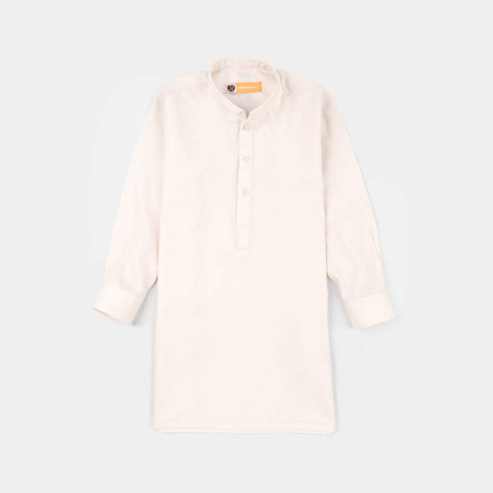Boys Poly Viscose Kurta Pajama - Off White