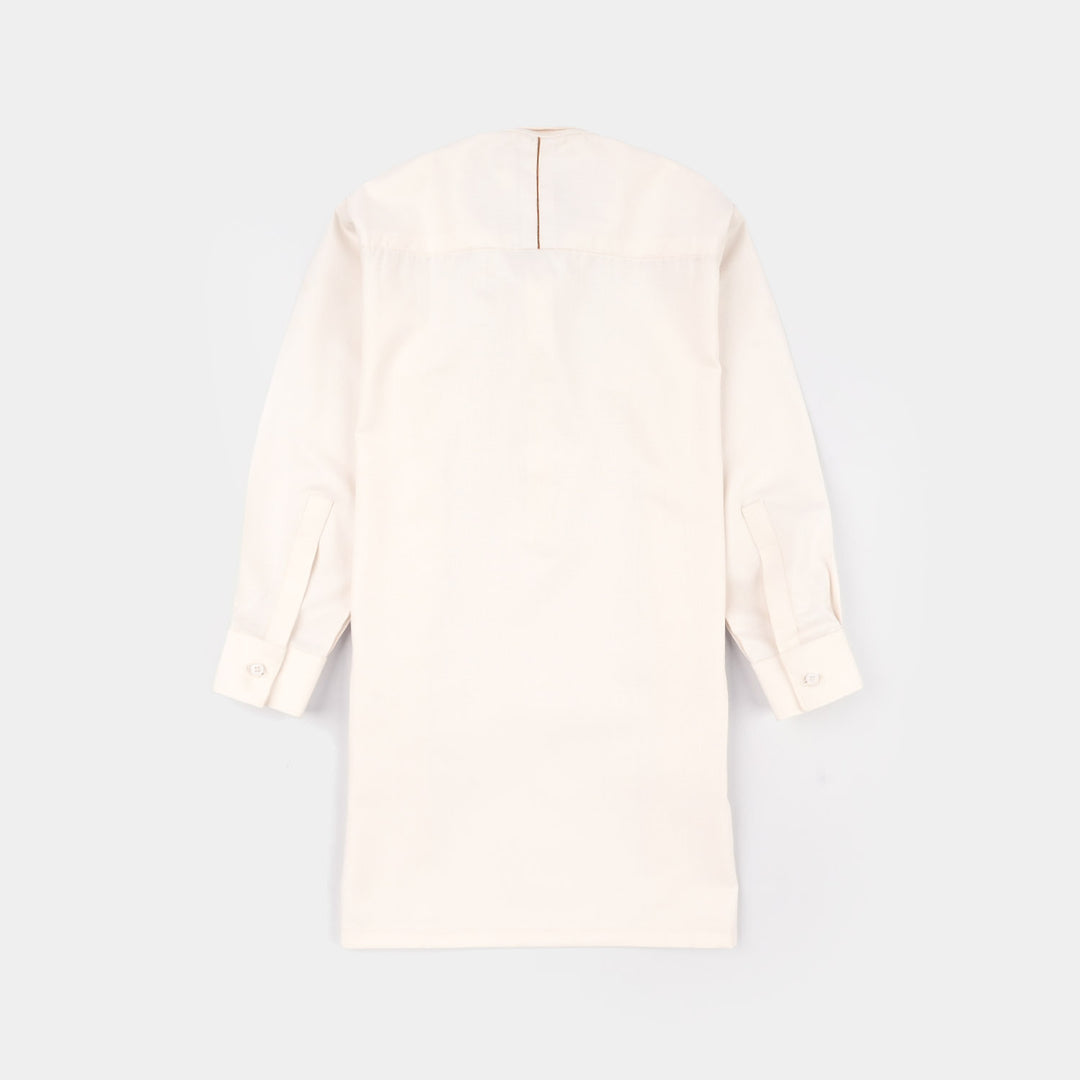 Boys Poly Viscose Kurta Pajama - Off White