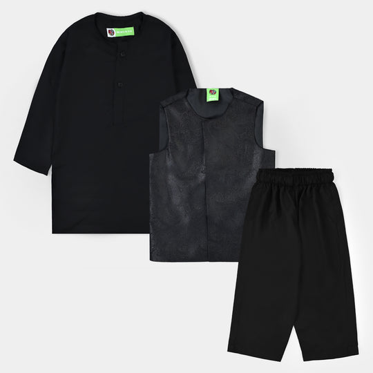 Infant Boys Poly Viscose 3 Piece Suit (Black Blended)