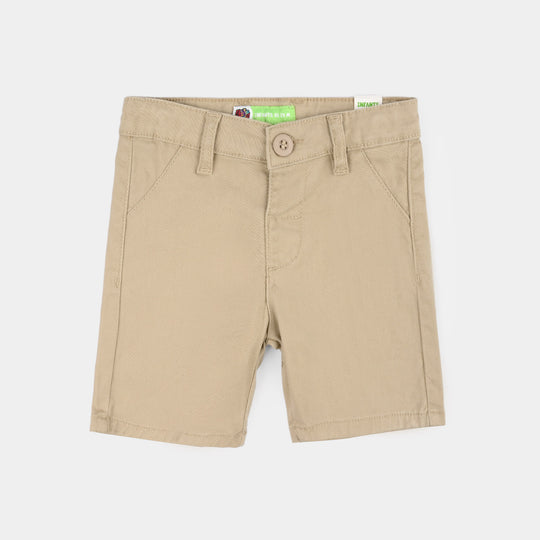 Infant Boys Cotton Twill Shorts - Beige