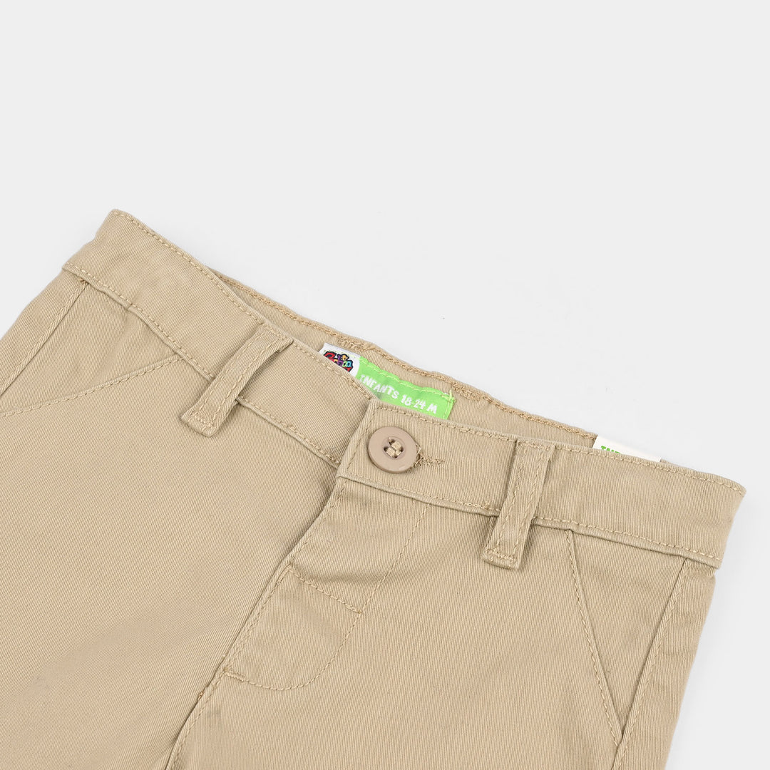 Infant Boys Cotton Twill Shorts - Beige