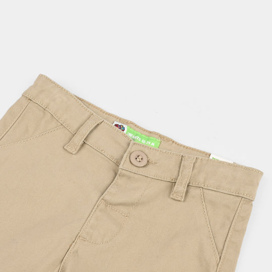 Infant Boys Cotton Twill Shorts - Beige