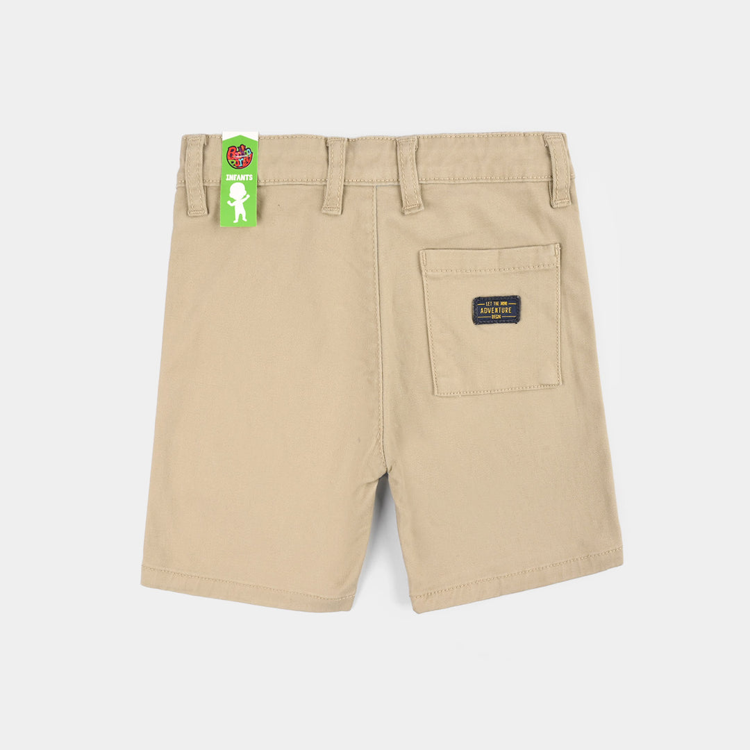 Infant Boys Cotton Twill Shorts - Beige