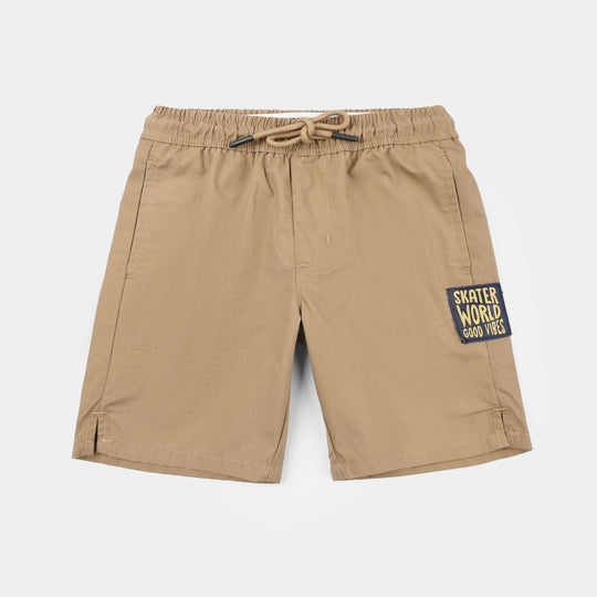 Boys Cotton Twill Shorts (SCATER WORLD) - Brown