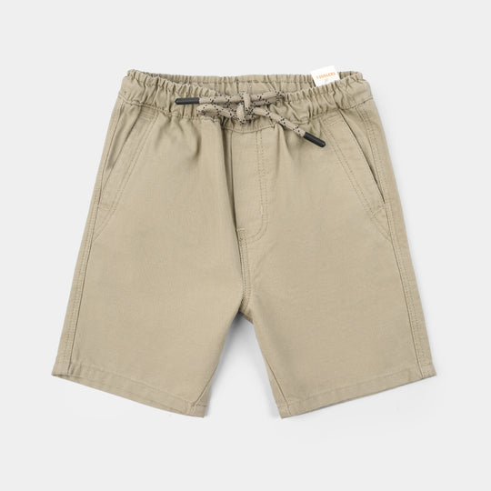 Boys Cotton Twill Shorts - Brown