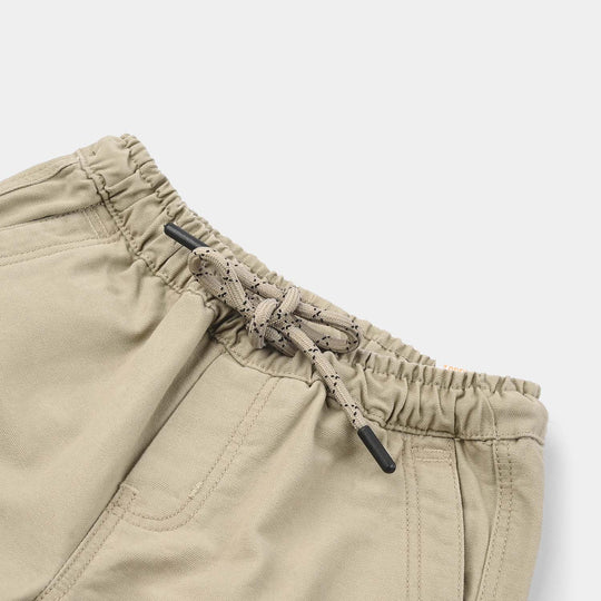 Boys Cotton Twill Shorts - Brown