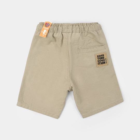 Boys Cotton Twill Shorts - Brown