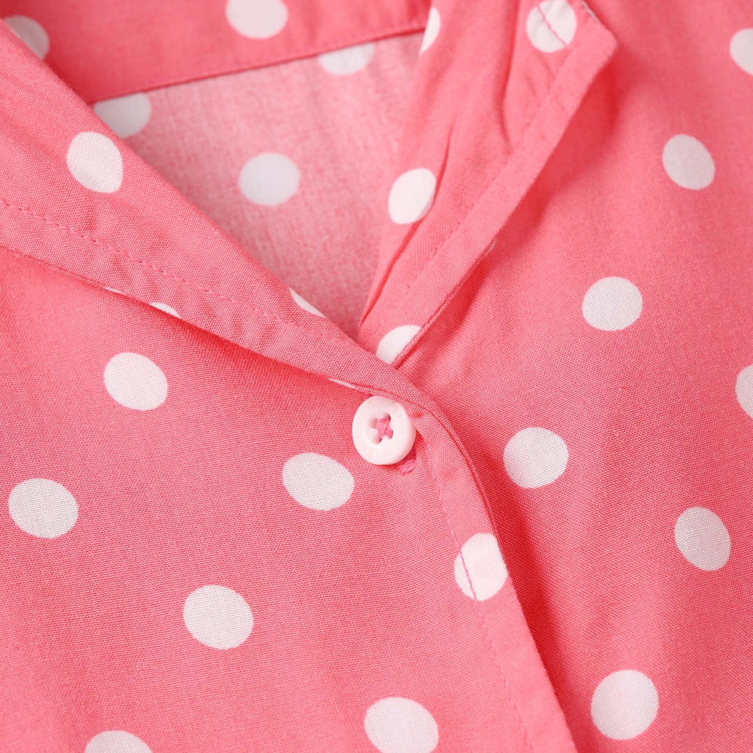Girls Viscose Nightwear (Polka Dot) - Pink
